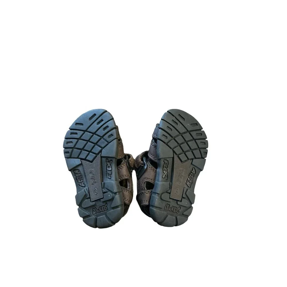 Vintage Baby McKids Brown Sandals Size 3 Adjustable Straps Summer Shoes Like New